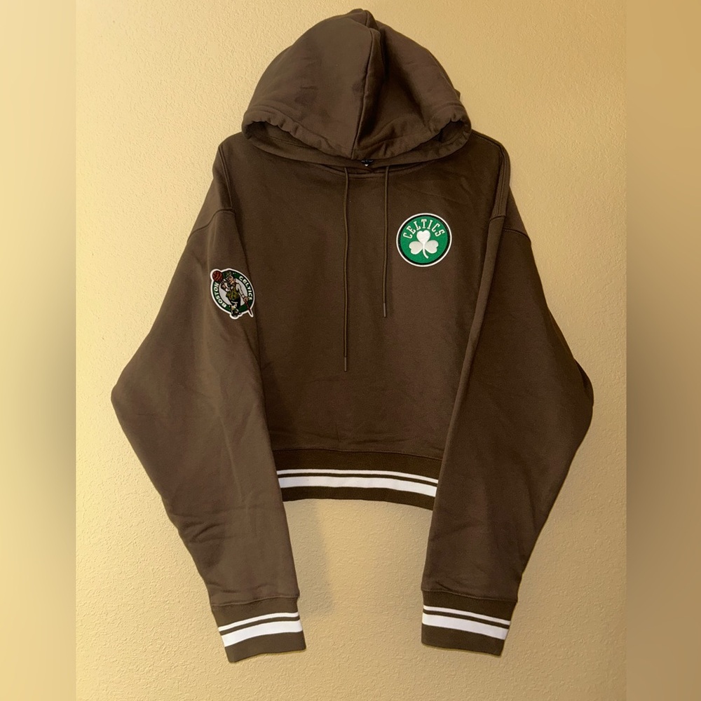 Luxury Athletic Collection Cropped Celtics Hoodie